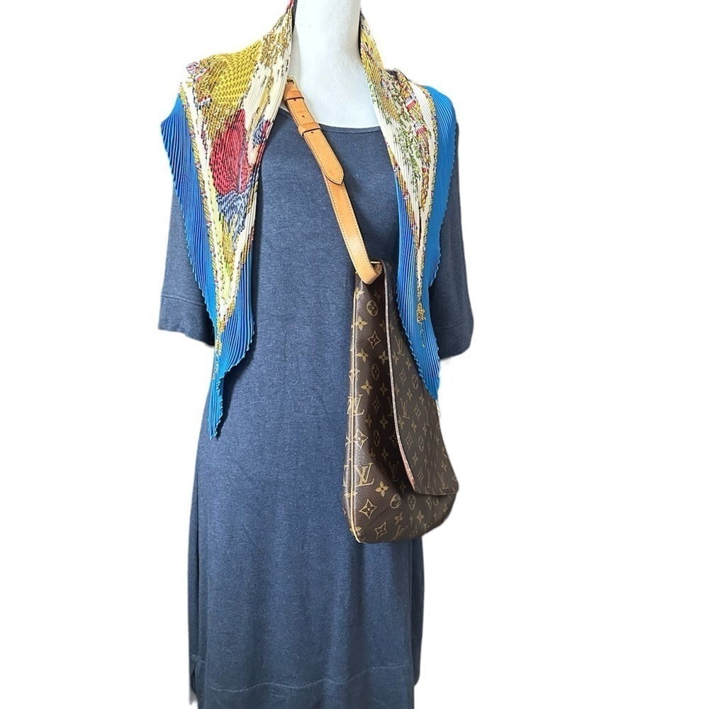 Adrienne Vittadini Women's Blue Midi Scoop Neck Dress, Size Large, EUC